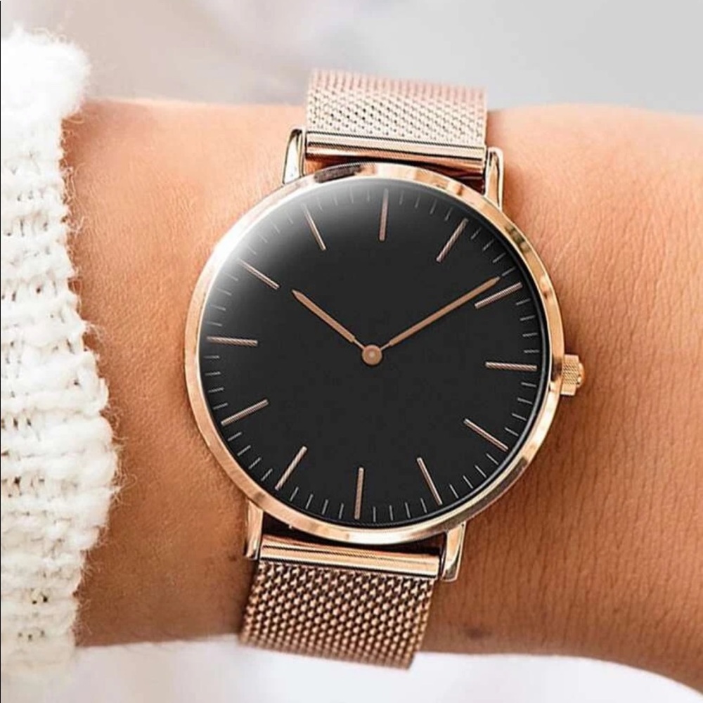 Shein simple round pointer mesh strap quartz watch
